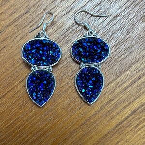 NEW Sterling Silver and Druzy Pierced Earrings